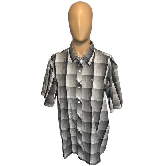 Phat Farm Woven Button Down 100% Cotton Mens Size 2XL Black/White/Gray Checkered - Picture 2 of 11
